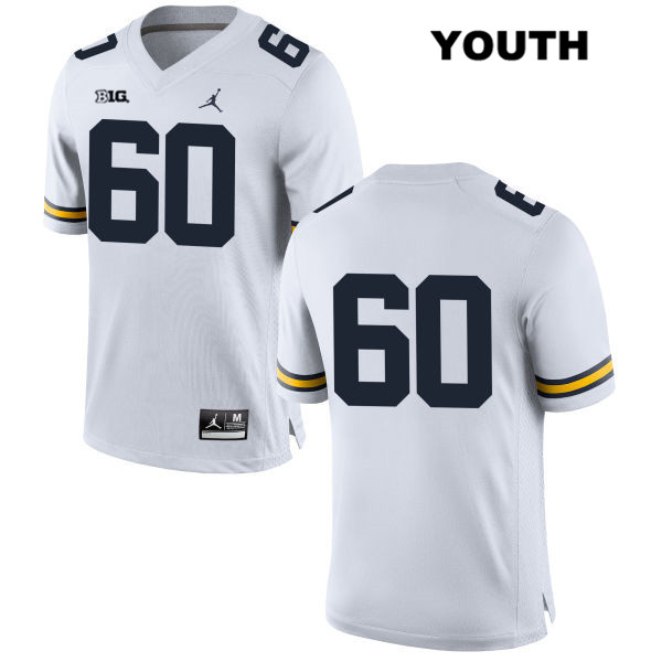 Youth NCAA Michigan Wolverines Ryan Hayes #60 No Name White Jordan Brand Authentic Stitched Football College Jersey HI25G15VV